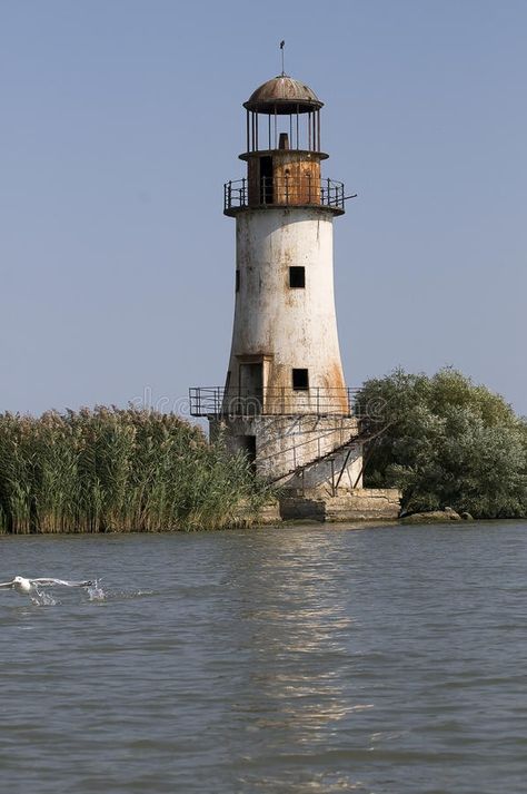 old unused lighthouse in Danube Delta, Sulina, Romania. Old Lighthouse Aesthetic, Lighthouse Clipart, Lighthouse Inspiration, Old Lighthouse, Danube Delta, Lighthouses Photography, Lighthouse Photos, Lighthouse Pictures, Beautiful Lighthouse