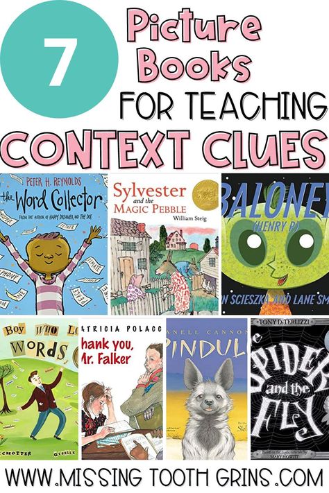 Context Clues Mentor Text Picture Books, Teaching Context Clues, Unknown Words, Teaching Reading Comprehension, Missing Tooth, Late For School, Reading Unit, Comprehension Skills, Reading Comprehension Skills