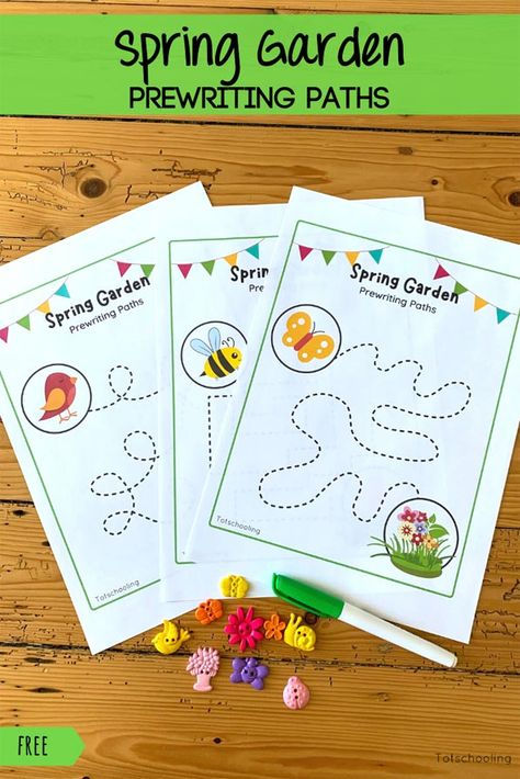 FREE printable Spring themed tracing sheets for toddlers and preschoolers to practice prewriting and fine motor skills. Writing Center Preschool, Spring Preschool Activities, Letter Flashcards, Spring Toddler, Spring Writing, Spring Words, Eyfs Activities, Tracing Sheets, Free Preschool Printables