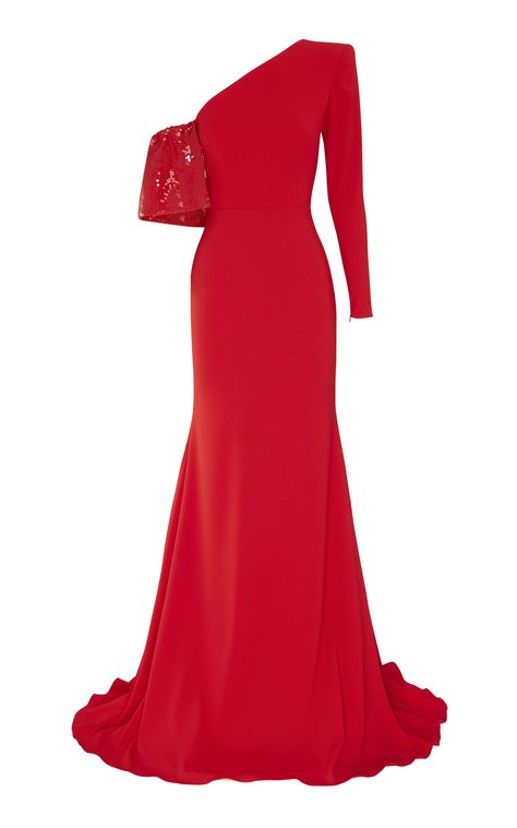 Atlas Sequined One-Shoulder Crepe Gown by ALEX PERRY for Preorder on Moda Operandi Royal Dresses Queens Gowns, Royal Dresses Queens, Queen Gown, Red Colour Dress, Teal Bridesmaid Dresses, Classy Dresses, Crepe Gown, Dresses Classy, Royal Dresses