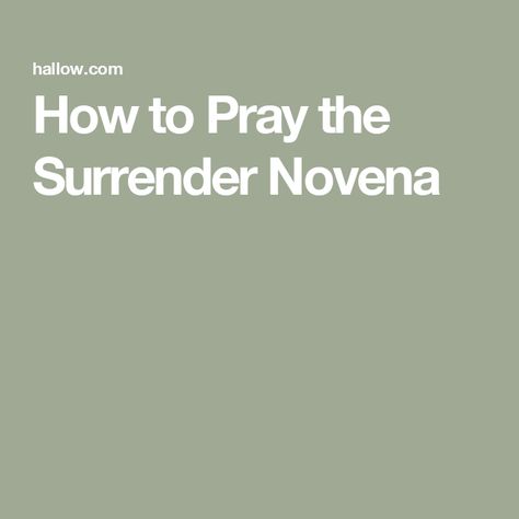 How to Pray the Surrender Novena Surrender Novena, Novenas Catholic, Servant Of God, Letters To God, Prayer For My Children, The Hallow, Thy Kingdom Come, Surrender To God, Novena Prayers