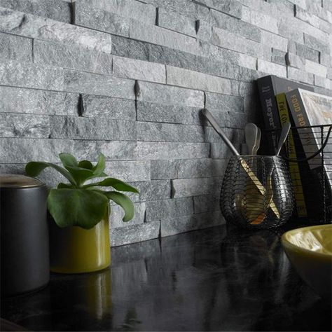 Split Face Tiles, Grey Paving, Slate Wall Tiles, Slate Wall, Victorian Wall, Splashback Tiles, Paving Slabs, Stone Kitchen, Stone Cladding