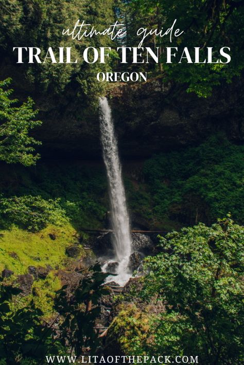 Visit one of the most incredible waterfall hikes in all of Oregon. The Trail of Ten Falls in Silver Falls State Park is a wonderful family-friendly hike that will leave you in awe. This hike is just an hour from Salem and 90 minutes from Portland, so it's the perfect day adventure. Get the complete guide here including when to go, what to pack, and how to get there. Add the wonderful Trail of Ten Falls to your bucket list for your next Oregon trip! Oregon Trip, Silver Falls State Park, Pacific Northwest Travel, Oregon Hikes, Silver Falls, Waterfall Hikes, Fall Hiking, Oregon Travel, The Perfect Day