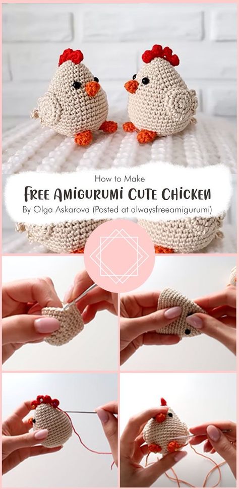 Macrame Chicken Pattern, Crochet Gifts To Make For Friends, Crochet Mini Chicken Pattern Free, Crochet Chicken Wing Pattern, Crochet Amigurumi Chicken Free Pattern, Crochet Chicken Tutorial, Small Crochet Chicken Pattern Free, Crochet Small Toys Free Pattern, Crochet Chicks Free Pattern