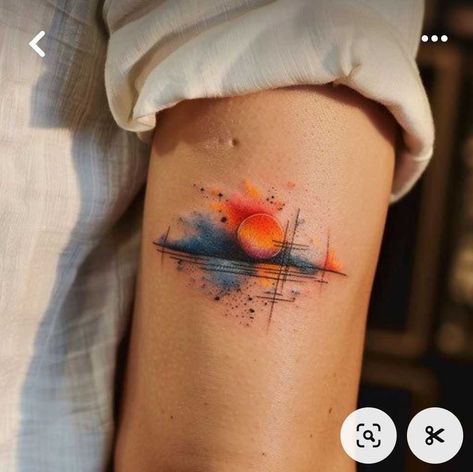 Sunset Sketch, Sunset Tattoo, Sunset Tattoos, Circle Tattoos, Spiritual Tattoos, Painting Tattoo, Tattoo Sketch, Elegant Tattoos, Abstract Tattoo