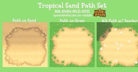 ✨Animal Crossing Patterns ✨ on Instagram: “I had some people request sand paths :) I feel like this would look better on a tropical island than the regular sand path. Synesthetician…” Animal Crossing Design Codes, Acnh Beach, Animal Crossing Design, Sand Floor, Sea Stars, Path Design, Island Theme, Animal Crossing Wild World, Tropical Animals