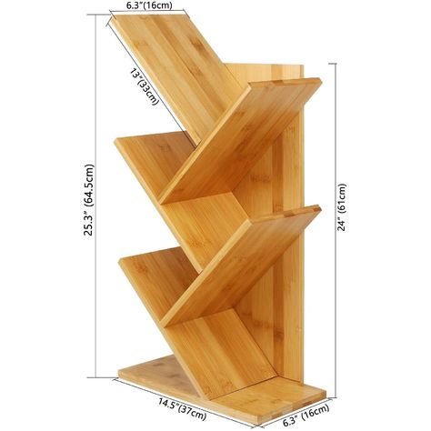 Latitude Run® 58.7'' H x 15'' W Wood Standard Bookcase | Wayfair.ca Bookshelf Dimensions, Artistic Tree, Creative Bookshelves, Diy Desktop, Desktop Bookshelf, Tree Bookshelf, Bookshelf Plans, Woodworking Projects Furniture, Book Rack