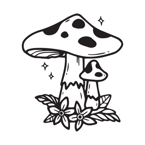 Check out this awesome 'Mushroom+line+art' design on @TeePublic! Things To Trace, Tattoo Stencil Ideas, Goth Tatoos, Diy Bleach, Feather With Birds Tattoo, Friends Tattoo, Tattoos Unique, Cartoon Coloring, Mushroom Drawing