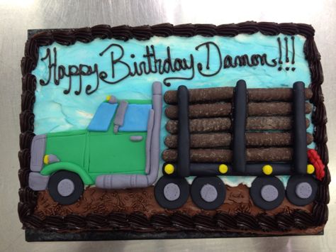 Logging truck birthday cake 21st Cupcakes, Truck Birthday Cake, Log Truck, Truck Birthday Cakes, Truck Cake, Truck Cakes, Truck Birthday, Kids Schedule, Cake Making