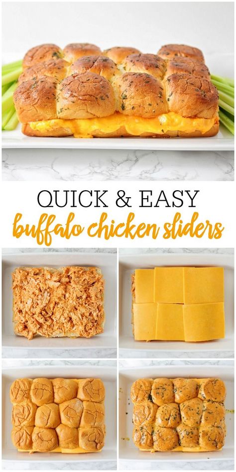 Easy Buffalo Chicken Sliders, Simple Sliders, Sliders Recipes Chicken, Sweet Dinner Rolls, Buffalo Chicken Sliders, Easy Buffalo Chicken, Slider Sandwiches, Chicken Sliders, Slider Recipes