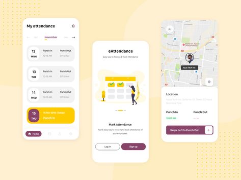 Attendance App UI + 1 Dribbble Invite by Saransh Verma Attendance App Ui Design, Attendance App, Bmr Calculator, App Design Layout, Mobile Ui Patterns, Mobile App Design Inspiration, Ui Design Website, Mobile Ui Design, App Template