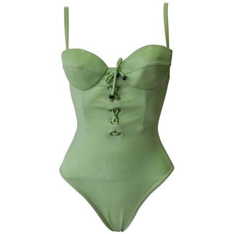 Versace Swimwear, Mint Swimsuit, Versace Swimsuit, Bustier Swimsuit, Green Bathing Suits, Backless Bodysuit, Versace Couture, Swimming Swimsuit, Swimming Bathing Suits