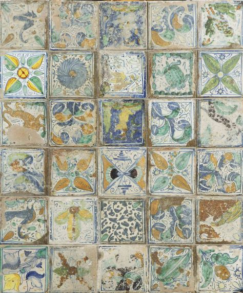 A ITALIAN MAIOLICA TILE PANEL | 15TH CENTURY | All other categories of objects, ceramic | Christie's Maiolica Tile, Italian Tiles Pattern, European Tiles, Delft Tiles, Tile Panels, Portuguese Tiles, Antique Tiles, Italian Tiles, Italian Ceramics