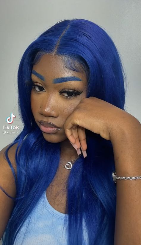 Peak A Boo Hair, Blueberry Hair, Electric Blue Hair, Indigo Hair, Dye Eyebrows, Girl Hair Colors, Wig Colors, Wig Ideas, Girl Hairstyle