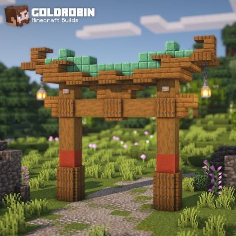 Minecraft Japanese Fence Ideas, Japanese Bed Minecraft, Minecraft Armour Stand Ideas, Chinese Style Minecraft Builds, Minecraft Zoo Ideas Layout, Japanese Arch Minecraft, Japanese Minecraft Farm, Japanese Gate Minecraft, Elf Minecraft Builds