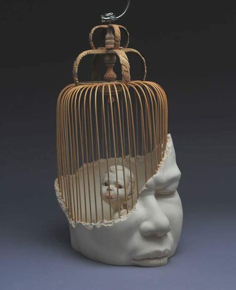 Caged Mind Art, Inner Mind Art, Meaningful Sculptures Art, Johnson Tsang Sculpture, Sculptures With Meaning, Deep Meaning Sculptures, Cool Art Sculptures, Sculptures With Deep Meaning, Emotionalism Art Sculpture