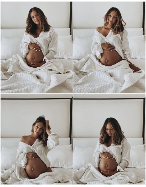 Maternity Photo At Home Ideas, Preagnet Photos, Pregnant Bed Photoshoot, Maternity Bed Photoshoot, Preg Photoshoot Ideas, Pregnancy Inspo Photo Ideas, Maternity Mother Photography, Shower Maternity Pictures, Cute Bump Pics