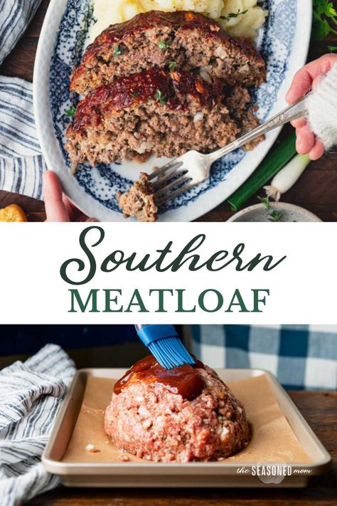 Classic comfort food with a Southern twist! You just can't beat a moist, flavorful, tender Southern meatloaf recipe that brings your family together around the table. Pair the easy dinner with mashed potatoes, cornbread, collard greens, or green beans for a simple, cozy dish that everyone loves! Southern Meatloaf Recipes, Southern Style Meatloaf, Southern Meatloaf, How To Cook Meatloaf, Fresh Bread Crumbs, Honey Cornbread, Best Meatloaf, Southern Dishes, Meatloaf Recipe