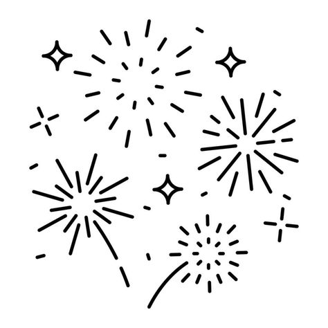 Firework Line Drawing, Fireworks Line Art, Easy Firework Drawing, Draw Fireworks Easy, Fireworks Doodle, Firework Graphic, Firework Illustration, Fireworks Drawing, Cartoon Fireworks