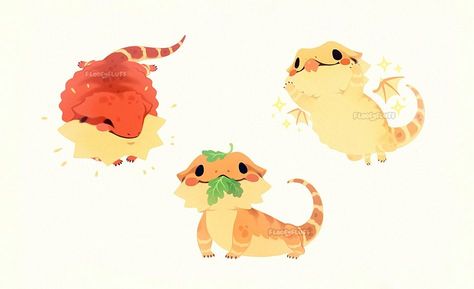 Cute Gecko, Bearded Dragon Cute, Cute Lizard, Cute Reptiles, Cute Kawaii Animals, Cute Animal Drawings Kawaii, Creature Drawings, Cute Kawaii Drawings, Cute Dragons