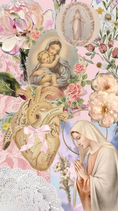 Mexican Catholic Art, Uicideboy Wallpaper, Catholic Artwork, Catholic Wallpaper, Mary And Baby Jesus, Gods Princess, Virgin Mary Art, Pink Pinterest, Mexican Culture Art