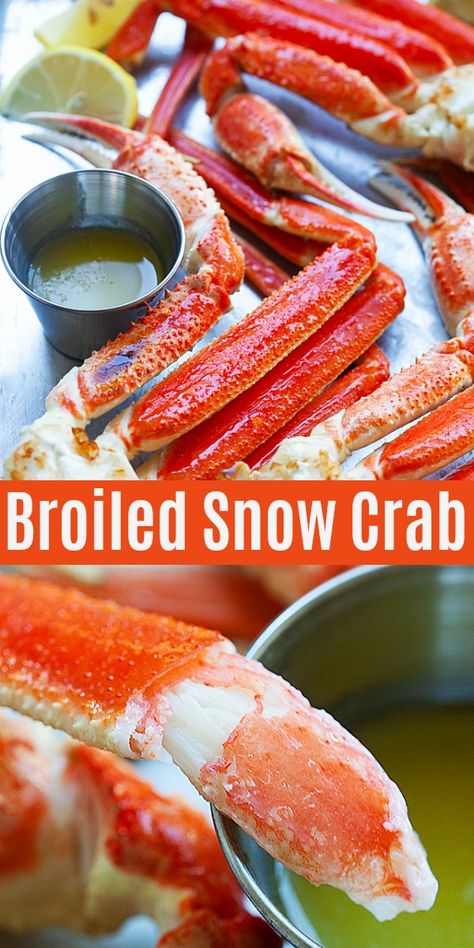 Snow Crab Legs Recipe Boiled, Crab Leg Recipes Boiled, Crab Broil, Recipe For Snow, Cooking Crab, Crab Legs Recipe, Asian Food Recipes, Snow Crab Legs, Snow Crab