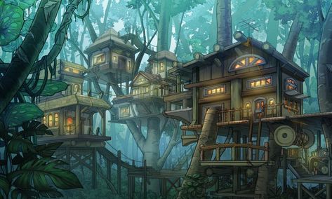 Druid Grove, Dnd Druid, D&d Dungeons And Dragons, Dark Backgrounds, Tree House, Dungeons And Dragons, Forest, House Styles, Art