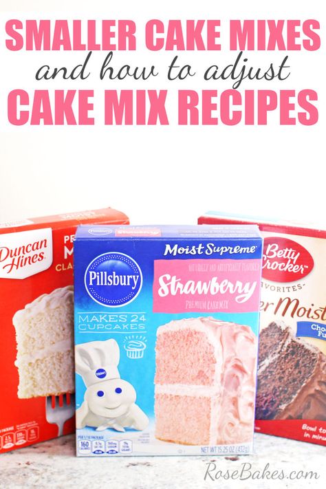 Smaller Cake Mixes & How to Adjust Cake Mix Recipes - if your doctored cake mix recipes call for bigger cake mixes, check out these solutions! #cake #cakerecipes #doctoredcakemix #smallercakemixes #cakedecorating Chantilly Cake Recipe, Doctored Cake Mix Recipes, Duncan Hines Cake, Homemade Cake Mixes, Cake Mix Doctor, Doctor Cake, Boxed Cake Mixes Recipes, Strawberry Cake Mix, Store Bought Cake