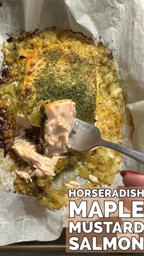 Sarah M Lasry - EASY RECIPES & TRAVEL | Horseradish Maple Mustard Salmon - one of the easiest and tastiest recipes I have for a quick fish dish. The flavor bomb of the… | Instagram Maple Horseradish Salmon, Horseradish Maple Mustard Salmon, Horseradish Aioli, Maple Mustard Salmon, Mustard Aioli, Tastiest Recipes, Maple Syrup Salmon, Roasted Salmon Recipes, Maple Salmon