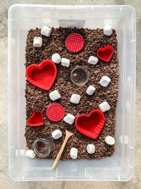 Diy Valentines Party, Valentines Party Ideas For Kids, Valentines Party Ideas, Easy Diy Valentines, Valentine Boxes For School, Valentine Sensory, Toddler Sensory Bins, Flowers For Valentines Day, Discovery Box