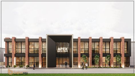 APEX - FACTORY :: Behance Industrial Facade Design, Concept Landscape Design, Facade Design Modern, Warehouse Design Exterior, Factory Facade Design, Concept Landscape, Fasad Design, Black Architecture, Building Front Designs