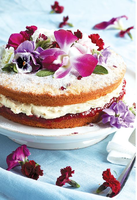 Layered with mascarpone-vanilla cream and homemade strawberry jam, Victoria sponge cake is a delightful addition to any tea time. Jaffa Cakes, Homemade Strawberry Jam, Victoria Sponge Cake, Lemon Drizzle Cake, Drizzle Cake, Victoria Sponge, Biscuit Tin, Layer Cakes, Cake Cover