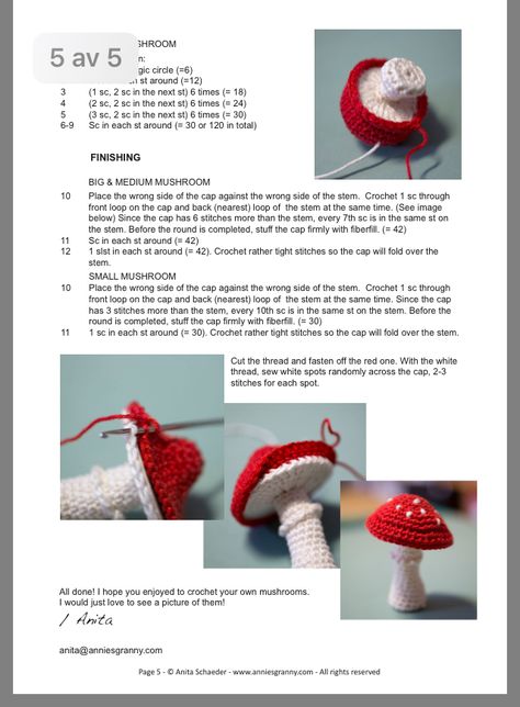 Amigurumi Toadstool Free Pattern, Free Crochet Patterns Mushroom, Crochet Mushroom Bookmark Free Pattern, Mushroom Crochet Ideas, Free Crochet Mushroom Pattern, Free Mushroom Crochet Pattern, Mushroom Amigurumi Free Pattern, Crochet Mushroom Garland, Mushroom Crochet Pattern Free