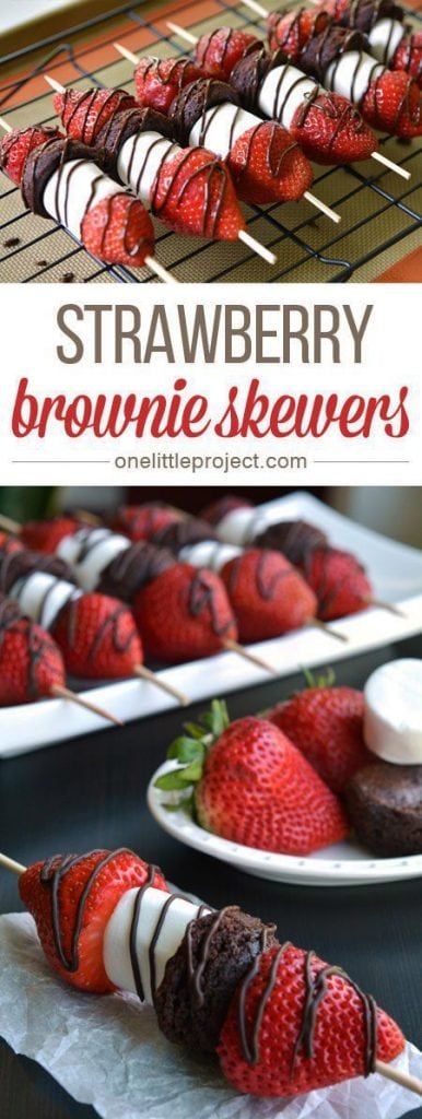 17 Winter BBQ Recipes Brownie Skewers, Strawberry Brownie, Weight Watcher Desserts, Sommer Mad, Strawberry Brownies, Single Serve Desserts, Shower Food, Picnic Food, Snacks Für Party