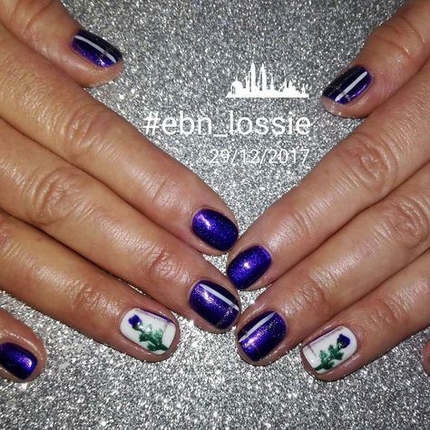 Thistle Nail Art, Scottish Nail Art, Scottish Nails, Nails New Year, Year Nails, New Year Nails, Vegan Tattoo, New Year's Nails, Beach Nails