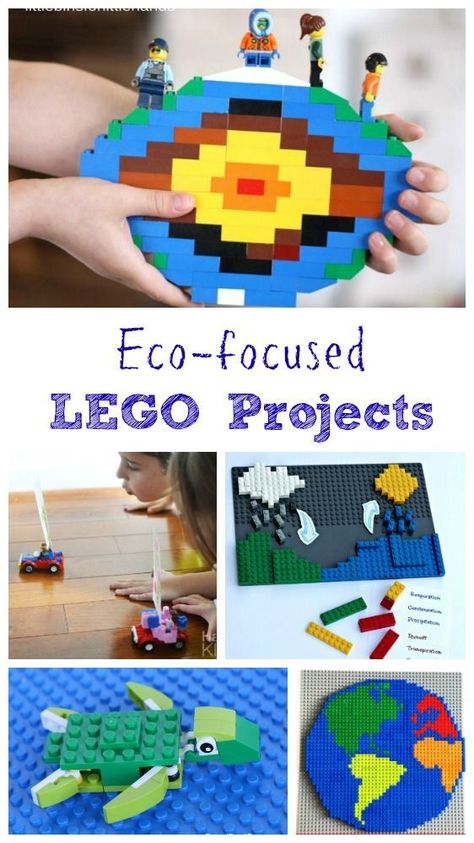 LEGO activities for Earth Science or Earth Day - great environmental projects! Science Projects For Elementary, Lego Homeschool, Lego Learning Activities, Lego Activities For Kids, Lego Stem Activities, Lego Stem, Lego Hacks, Environmental Projects, Lego Learning