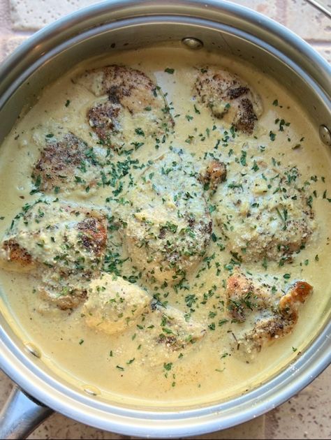 One Skillet Creamy Parmesan Dijon Chicken – Cook Plate Fork Chicken With Creamy Dijon Sauce, Dijon Cream Sauce Chicken, Chicken Parmesan Gnocchi Skillet, Skillet Creamy Chicken And Parmesan Gnocchi, Creamy Dijon Chicken, Chicken Cook, Dijon Chicken, One Skillet Meals, Creamy Parmesan