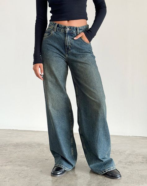 JEANS – motelrocks-com-eur Motel Rocks Jeans, Over Sized Jeans, Clothes Shuffles, Jeans Oversize, Glitter Prom Dresses, Jeans Look, Oversized Jeans, Short Summer Dresses, Sequin Prom Dresses