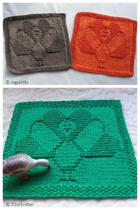 Happy Turkey Day Dishcloth Free Knitting Pattern Knitted Squares Pattern, Knitted Dishcloth Patterns Free, Fall Knitting Patterns, Knit Dishcloth Pattern, Knitted Washcloth Patterns, Dishcloth Patterns Free, Knitted Washcloths, Happy Turkey Day, Dishcloth Knitting Patterns