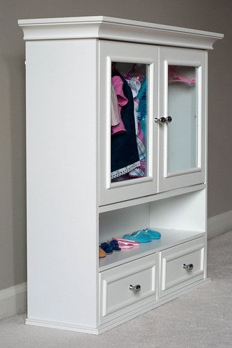 Bathroom Cabinet Doll Clothes Wardrobe Storage Doll Clothes Storage, Doll Clothes Storage Ideas, Doll Armoire, American Girl Storage, Armoire Ideas, Doll Organization, Doll Trunk, Bed Bunk, Girl Bed