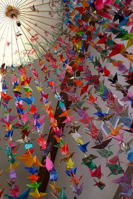 if you fold 1000 paper cranes and hang them up, you can make a wish and it's supposed to come true. 1000 Origami Cranes, Origami Crane Tutorial, 1000 Paper Cranes, 1000 Cranes, Origami Birds, Origami Mobile, Origami Cranes, Paper Cranes, Origami And Kirigami