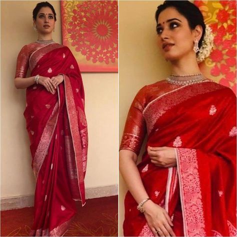 Benarasi Saree Look, Silk Saree Designs, Saree Inspiration, Kerala Saree Blouse Designs, Indian Sari Dress, Sari Dress, Kanjivaram Silk Saree, Sari Blouse Designs, Indian Saree Blouses Designs