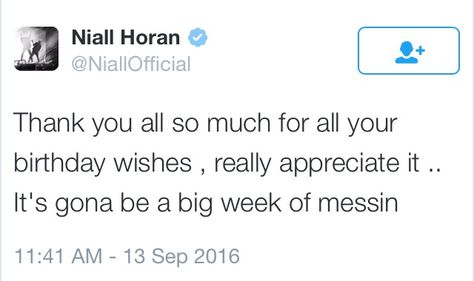 Niall's birthday tweet ❤ Where We Are Tour, James Horan, Ed Sheeran, Just Kidding, Niall Horan, Real Quotes, One Direction, Happy Places, Birthday Wishes