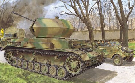 Painting Art Flakpanzer IV Ostwind Army Panzer Ii, Military Tank, Tank Art, Panzer Iii, Soviet Tank, Panzer Iv, Tank Destroyer, Military Artwork, Ww2 Tanks