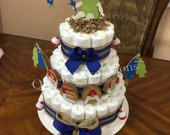 Fishing Theme Diaper Cake/ 3 Tier Diaper Cake/ Boy Baby Shower/ Rustic Baby Shower/ Fishing Theme/ Fisherman Diaper Cake. Baby Shower Fishing Theme, Fishing Diaper Cake, Fishing Theme Cake, Boat Diaper Cake, Fishing Baby Shower Theme, Cake 3 Tier, Baby Shower Fishing, Unique Diaper Cakes, Fishing Baby