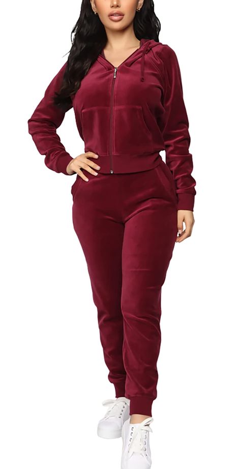 Velvet Sweatpants, Jogger Outfit, Lounge Wear Sets, Suits Outfits, Velvet Tracksuit, Sweats Outfit, Pink Sweaters, Pocket Sweatpants, Gym Suit