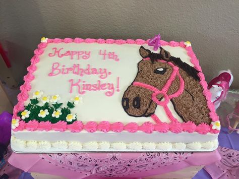 Girl's Horse Birthday Cake #ponycake #birthdaycake #horsecake #horseparty Horse Cupcake Cake, Horse Cakes, Horse Birthday Cake, Cowgirl Cakes, Birthday Sheet Cakes, Horse Birthday Parties, Pony Cake, Horse Cake, Cowgirl Birthday Party