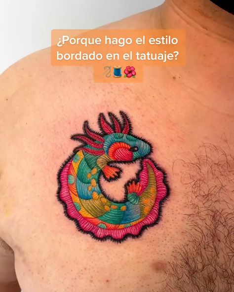 Pero Like - embroidery tattoos Tattoo Bordado Mexicano, Otomi Tattoo, Alebrijes Tattoo, Alebrije Tattoo, Mexican Culture Tattoo, Small Mexican Tattoo, Mexican Embroidery Tattoo, Embroidery Tattoo Ideas, Mexican Heritage Tattoos