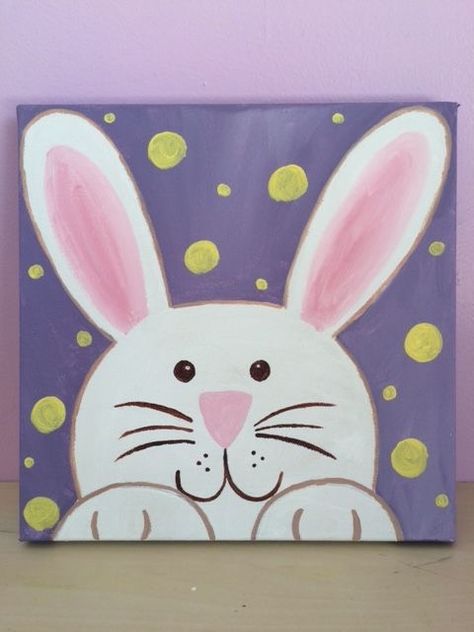 Family Canvas Painting, Easter Canvas Art, Easter Canvas Painting, Kids Canvas Painting, Easter Drawings, Easter Canvas, Easter Paintings, Kids Canvas Art, Bunny Painting