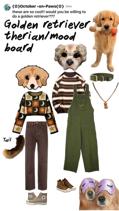 None of the images are mine Golden Retriever Therian, Mood Board Clothes, Therian Stuff, Goblin Core, Golden Retriever, Mood Board, Quick Saves, Clothes